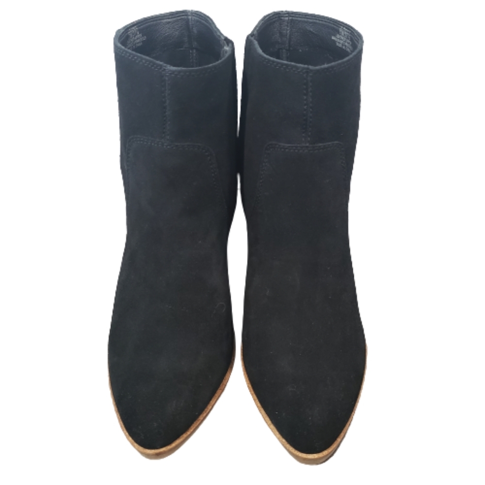 Lucky Brand-Wafael Pull On Wedge Bootie Black Oiled Suede Size 7M
